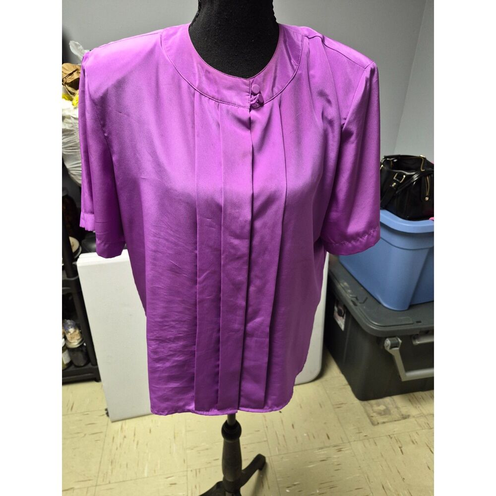 vintage Alyssa Carr pleated purple blouse